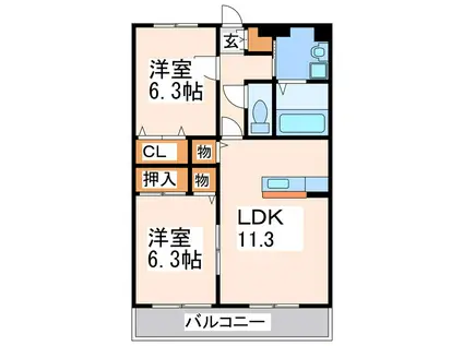COMFORT(2LDK/3階)の間取り写真