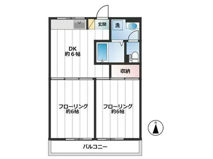 フロール用賀(2DK/2階)の間取り写真