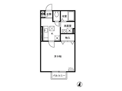 ヴィラージュ輝A棟(1K/1階)の間取り写真