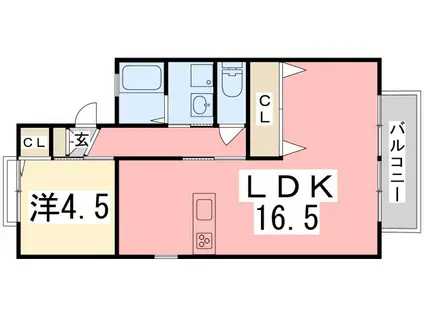 タデノハイツ(1LDK/1階)の間取り写真