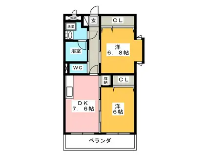ESPLANADE(2LDK/2階)の間取り写真