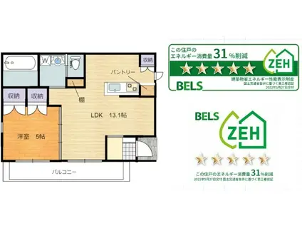 メゾン イースト(1LDK/2階)の間取り写真