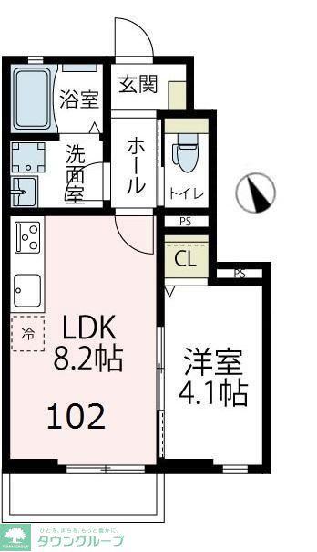 TETO-LATTE I(1LDK/1階)の間取り写真