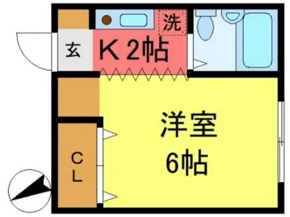 プチメゾン稲生(1K/2階)の間取り写真