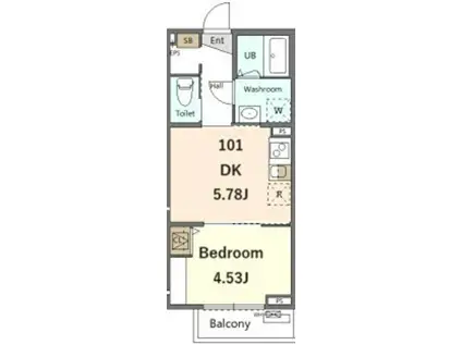 LA・PORTE高砂(1DK/1階)の間取り写真