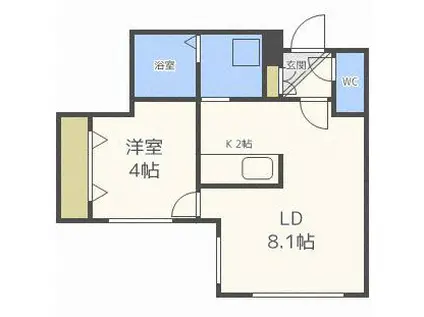 フェリーチェ新札幌(1LDK/4階)の間取り写真