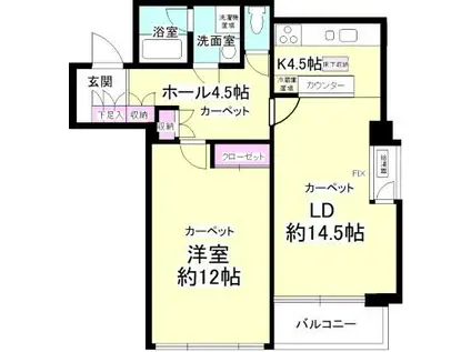 市ヶ谷ヒルハウス(1LDK/2階)の間取り写真