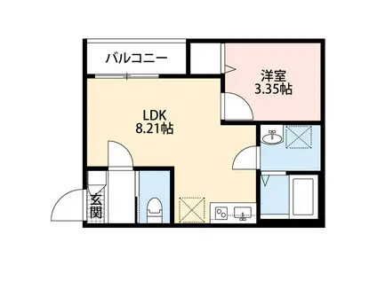 CRECIA常盤平II(1LDK/3階)の間取り写真