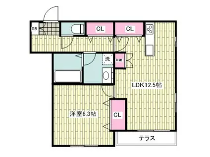 CASAPASSIONE(1LDK/1階)の間取り写真