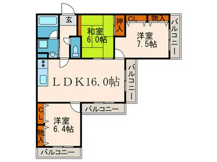 GRAN PINO伏見桃山(3LDK/1階)の間取り写真