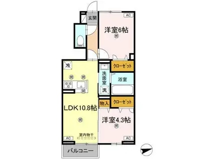 ブルージュ(2LDK/1階)の間取り写真