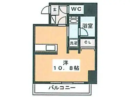 ラグゼナ浄心(ワンルーム/1階)の間取り写真