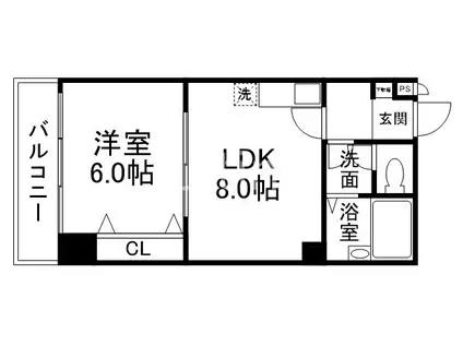 サンハイツ伯楽(1LDK/5階)の間取り写真