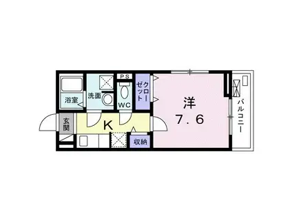 アウローラ桜丘(1K/2階)の間取り写真