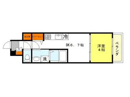 I-MEXT住之江公園(1DK/1階)の間取り写真