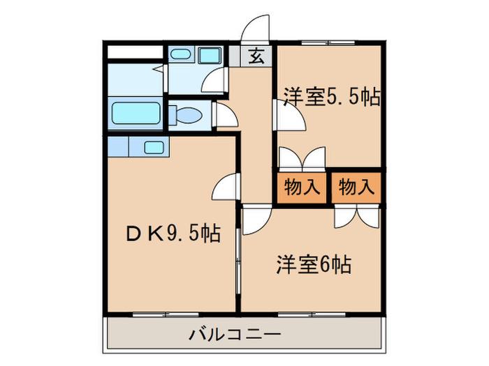 サンアペックス西城(2DK/3階)の間取り写真