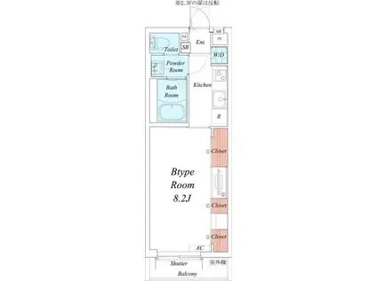 リブリアルカンシエルケー(1K/2階)の間取り写真
