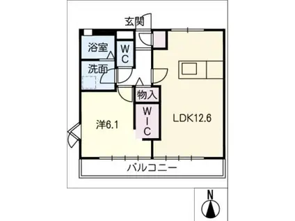 サンハイム西塚(1LDK/2階)の間取り写真