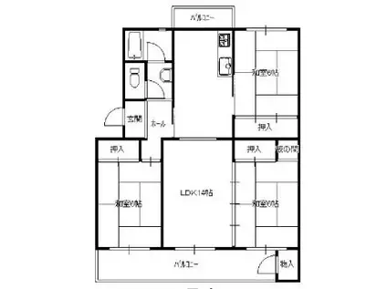 須磨一ノ谷グリーンハイツK棟(3LDK/4階)の間取り写真