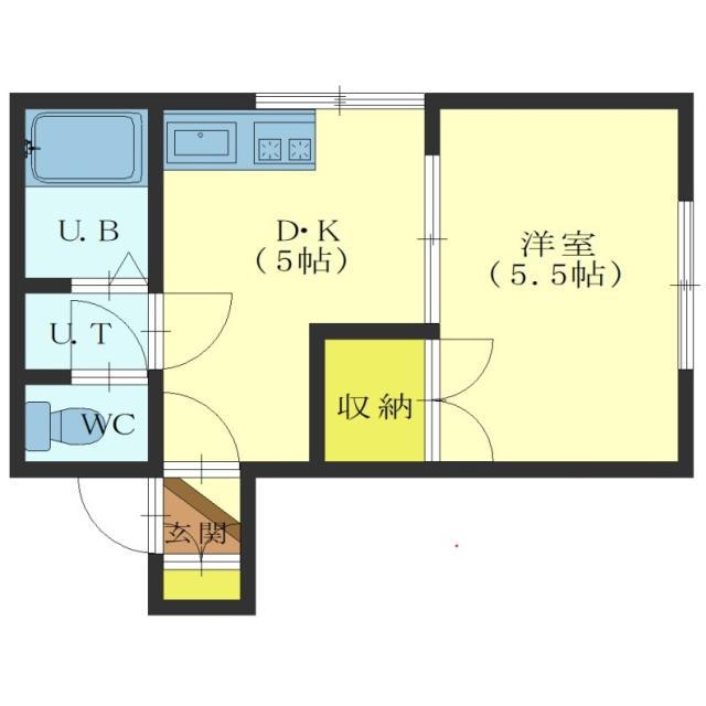 レオパレス千歳C棟(1DK/2階)の間取り写真