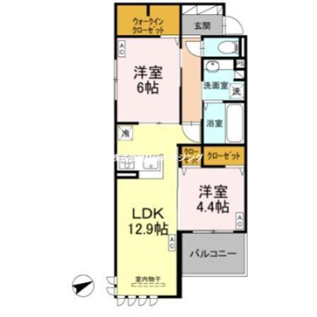 ドゥ・アムール(2LDK/3階)の間取り写真