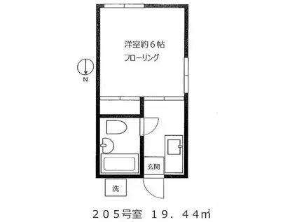 岩沢アパート(1K/2階)の間取り写真