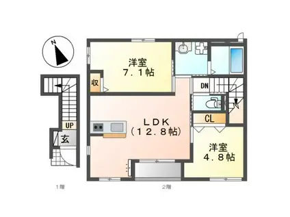 ARIETTA(2LDK/2階)の間取り写真