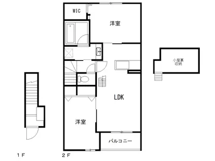 ヴィラ 山本I(2LDK/2階)の間取り写真