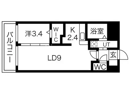 セレニテ谷町CALM(1LDK/7階)の間取り写真