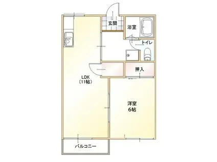 サンライズ(1LDK/1階)の間取り写真