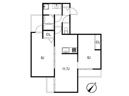 GRAN千歳台B棟(2LDK/3階)の間取り写真