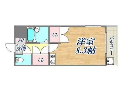 ヴィユ江上(ワンルーム/2階)の間取り写真