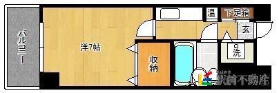 グランピア鍋島(1K/7階)の間取り写真