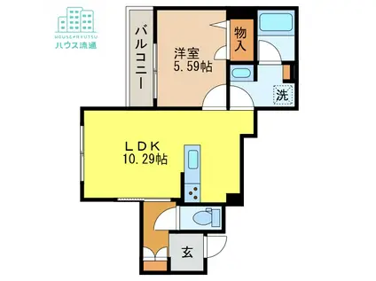 ヴィラウィステリア小ヶ倉 F棟(1LDK/3階)の間取り写真