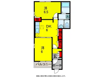 コモドフォレスタVII(2DK/1階)の間取り写真