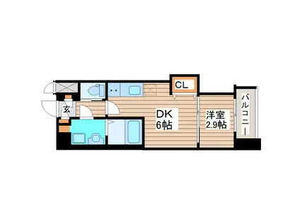 シェルグランデ原町(1DK/9階)の間取り写真