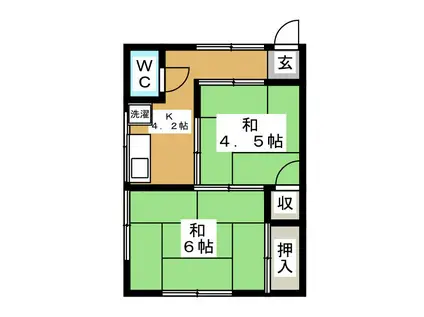 鈴木荘(2K/1階)の間取り写真