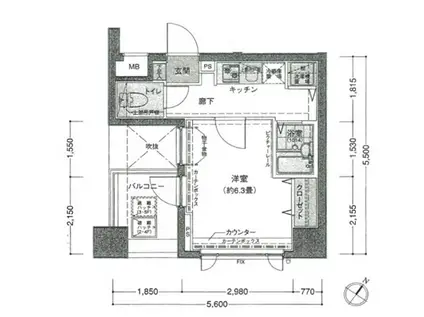 ドルチェ日本橋シティーターミナル(1K/2階)の間取り写真