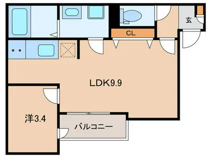 LAPIS LAZULI 城野(1LDK/2階)の間取り写真
