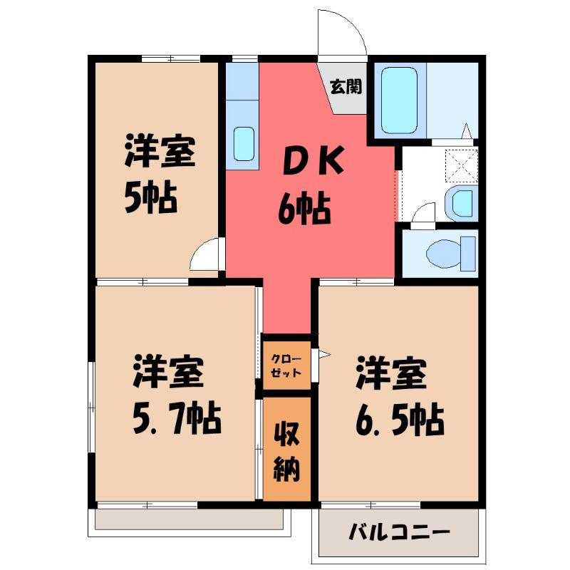 富士見コーポB棟(3DK/2階)の間取り写真