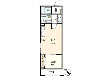 MOCXION成田町(1LDK/1階)の間取り写真