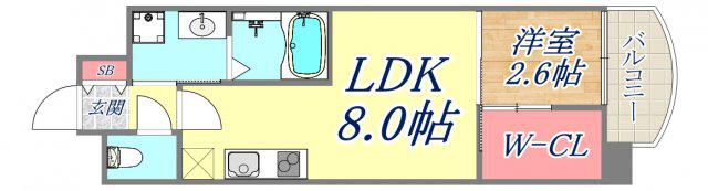 セレニテ神戸元町プリエ(1LDK/1階)の間取り写真