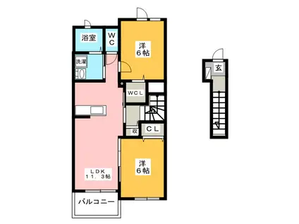 サニ-サイドA(2LDK/2階)の間取り写真