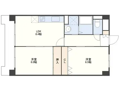 ラングザーム本原(2LDK/2階)の間取り写真