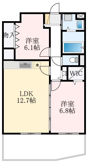 カーサ善(2LDK/3階)の間取り写真