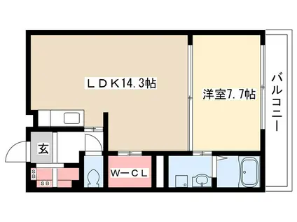 VELATO(1LDK/2階)の間取り写真