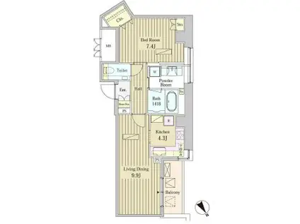 MOMENTO SHIODOME モメント汐留(1LDK/20階)の間取り写真