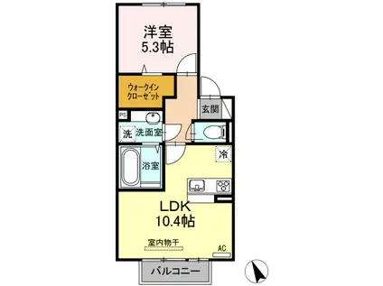 マリースプリング A棟(1LDK/2階)の間取り写真