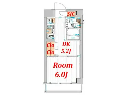 エステムプラザ凌雲閣(1DK/2階)の間取り写真