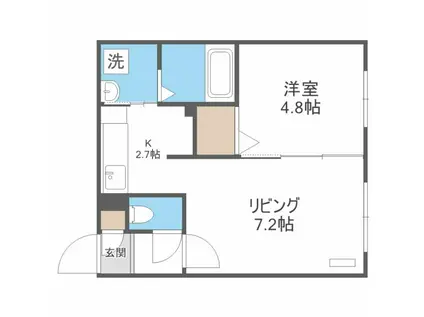 ROSE WOOD N12 ローズウッドN12(1LDK/2階)の間取り写真
